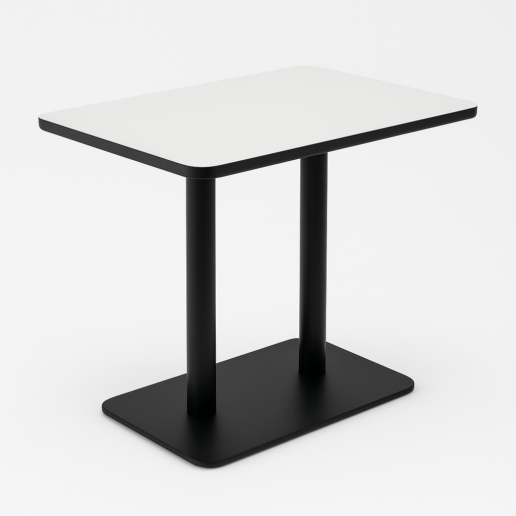 Rectangular Cafe Table with Black Metal Finish Base 1